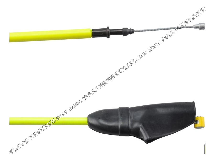 DOPPLER throttle / gas cable with FLUO YELLOW sheath for mécaboite 50cc SHE RC O SE-R, SM-R, HRD from 2006 to today