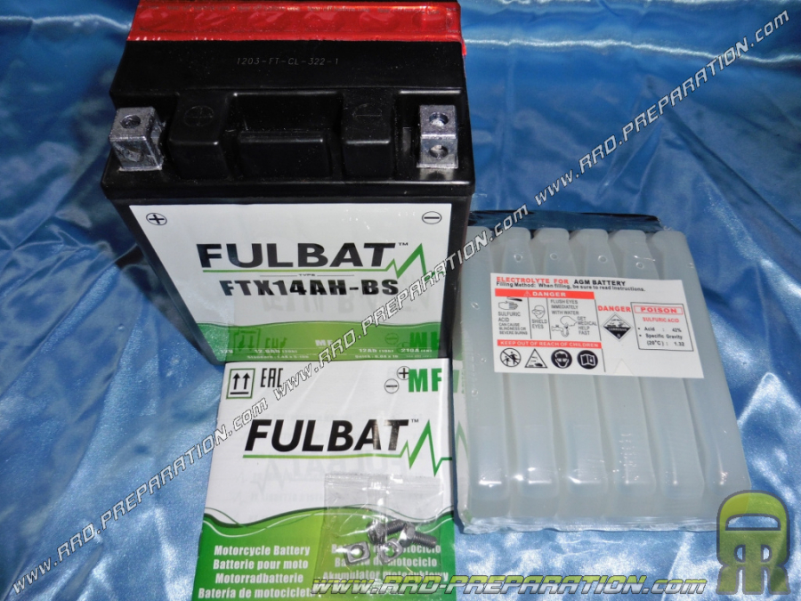Batterie FULBAT FTX14AH-BS 12V 12AH (livré avec acide) pour moto, mécaboite, scooters...