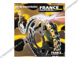 Kit chaine FRANCE EQUIPEMENT renforcé pour moto PEUGEOT TXLC, TX LC, TXR ... 50