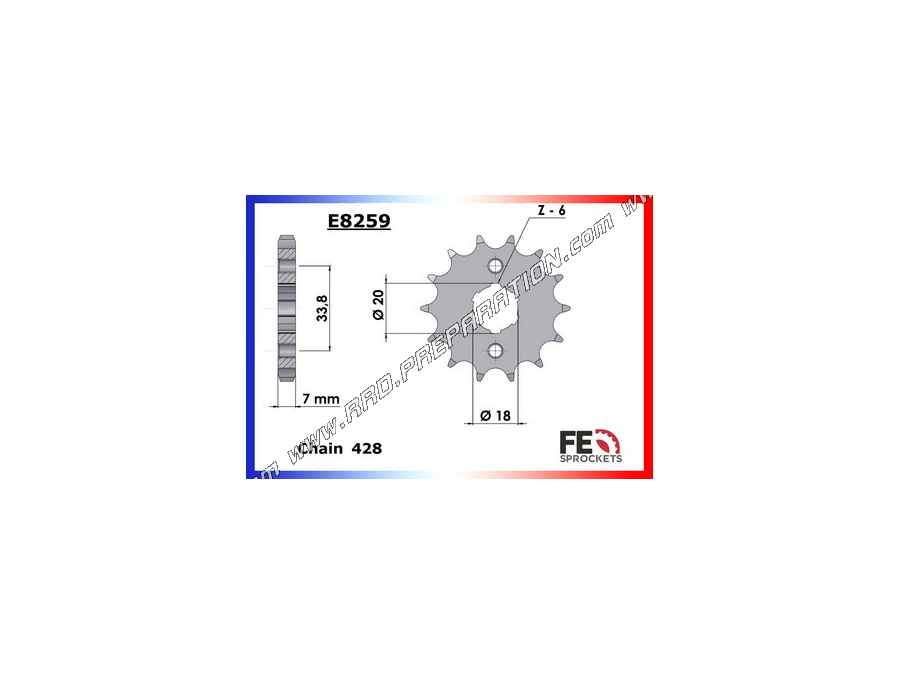 FRANCE EQUIPEMENT chain sprocket for QUAD KYMCO KXR and CK PULSAR 50, 90 and 125 (11 to 16 teeth to choose from)