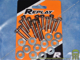 REPLAY steel casing screw kit for scooter MBK 50 BOOSTER, YAMAHA 50 BWS chrome