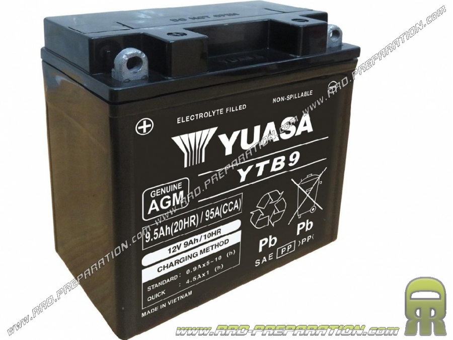 YUASA YTB9 12v 9.5Ah maintenance-free battery for motorcycles, mécaboite, scooters...