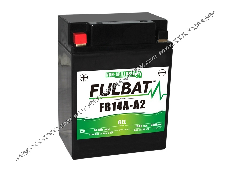 Batería de alto rendimiento FULBAT FB14A-A2 12v 14Ah (gel libre de mantenimiento) para moto, mécaboite, scooter...