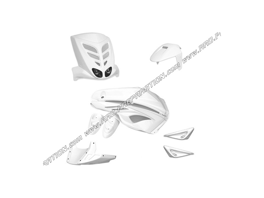 Kit 6 pieces of white BCD fairing for scooter 50cc YAMAHA SLIDER NAKED, MBK STUNT NAKED