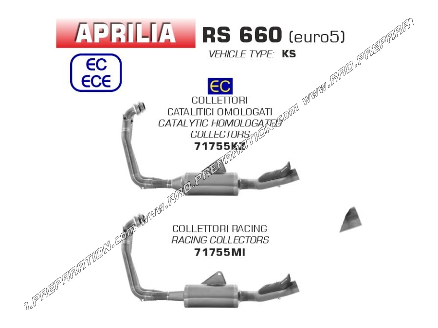 Collecteur ARROW RACING pour silencieux ARROW INDY RACE pour APRILIA RS 660 2020, 2021