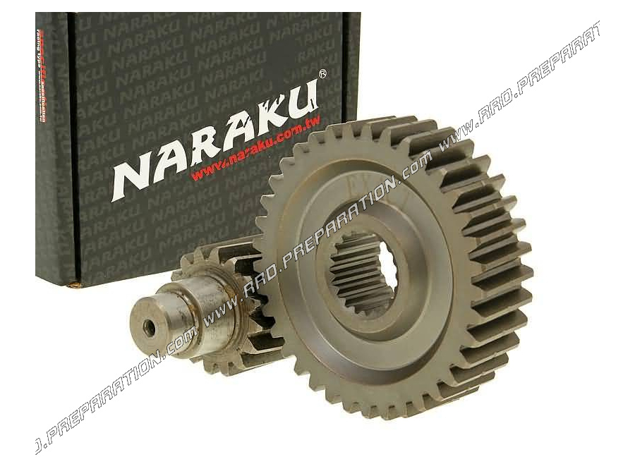 Transmission secondaire allongée +20% 16/37 NARAKU pour maxi-scooter GY6 125 / 150 152 et 157 QMI Transmission secondaire allongée +20% 16/37 NARAKU pour maxi-scooter GY6 125 / 150 152 et 157 QMI