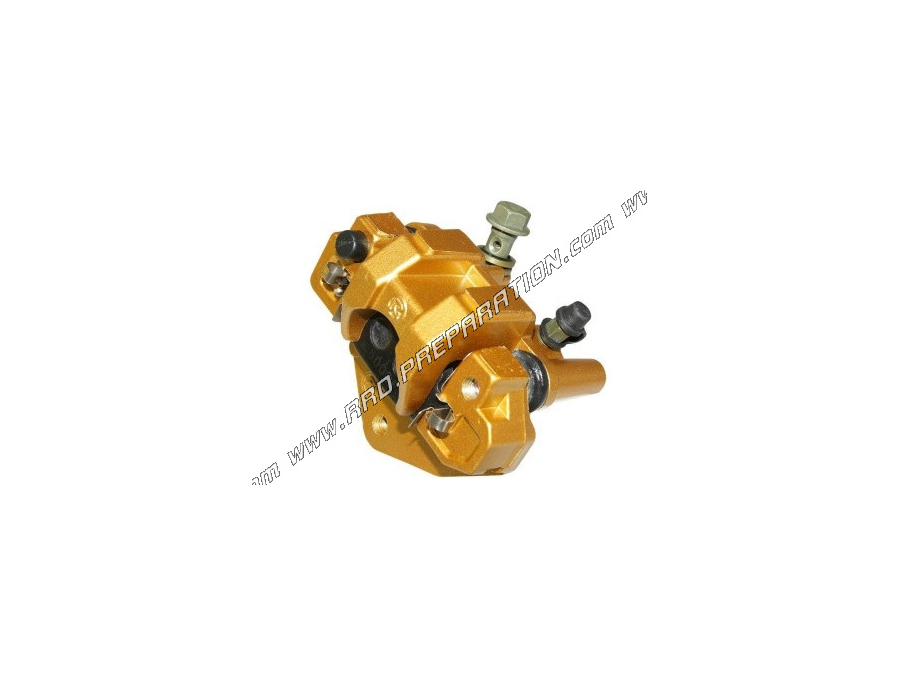 Gold P2R front brake caliper delivered with pads for Chinese scooter 50cc BAOTIAN BT49QT, PEUGEOT 50 V CLIC ...