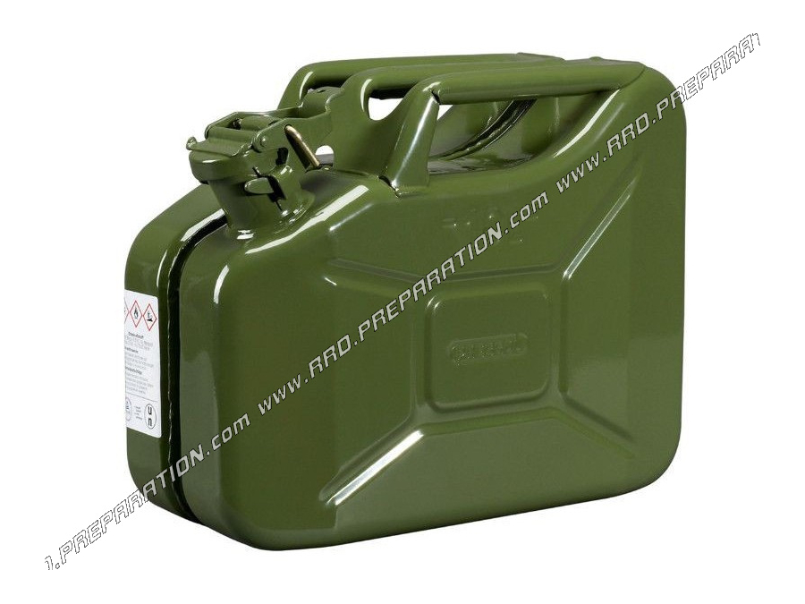 PRESSOL CLASSIC jerrycan steel container with American khaki safety cap 10L