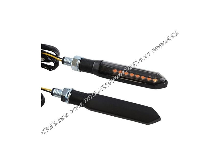 BLACKWAY METALHORN turn signals in smoked black aluminum with homologated sequential LEDs