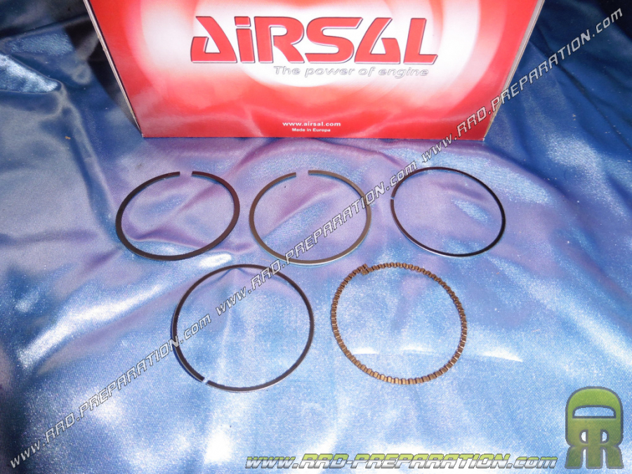 Jeu de segments Ø57mm pour kit 125cc AIRSAL Ø57mm aluminium pour SYM HD 125cc, GTS 125cc, PEUGEOT SATELIS 125cc 4T euro4