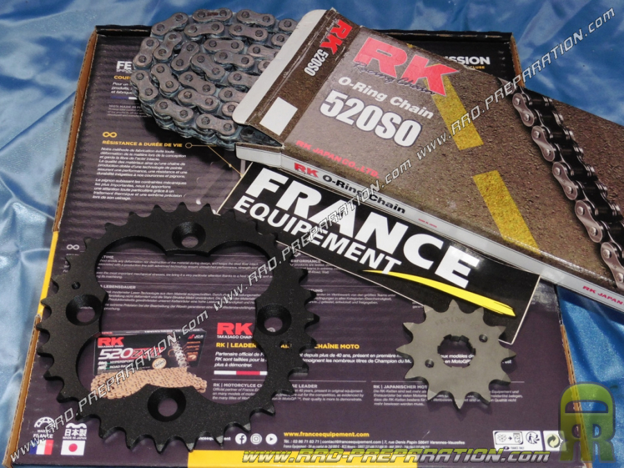 Kit chaine FRANCE EQUIPEMENT renforcé pour quad ADLY XS HURRICANE 300cc à partir de 2007