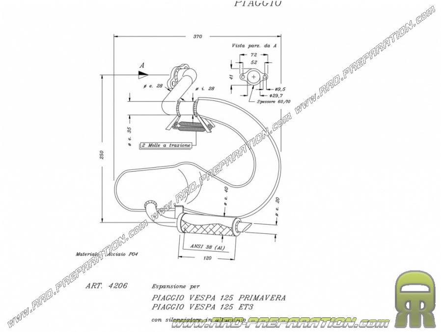 SITO exhaust for PIAGGIO VESPA ET3, PRIMAVERA 125cc 2T