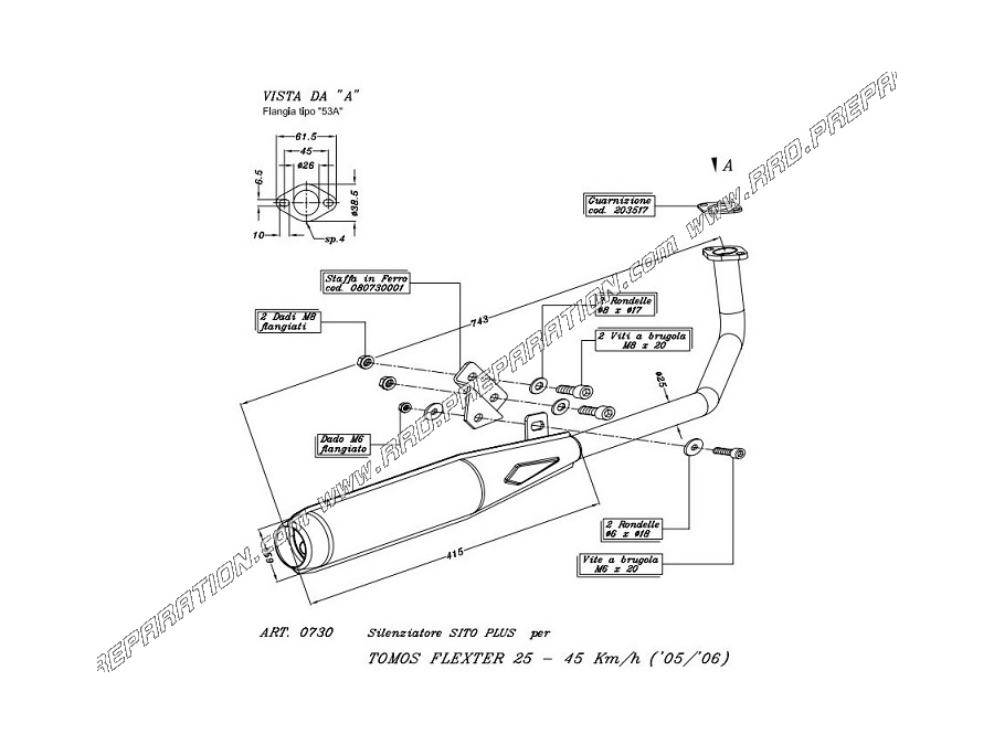 Exhaust SITO SITOPLUS for TOMOS FLEXTER from 2005 to 2006