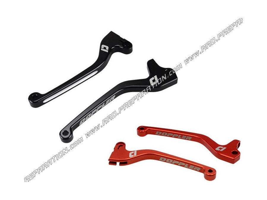 Paire de leviers de frein DOPPLER noir ou rouge pour YAMAHA, MBK, BOOSTER, STUNT ...