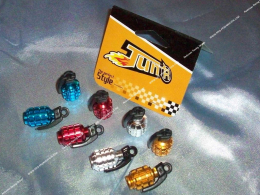 2 TUN 'R Grenade valve caps in aluminium, blue, red, gold of your choice for motorcycle, scooter, mob, bicycle...