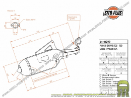 Pot d'échappement SITOPLUS pour maxi-scooter PIAGGIO SKIPPER, GILERA RUNNER, TYPHOON...125cc, 150cc et 180cc 4 temps