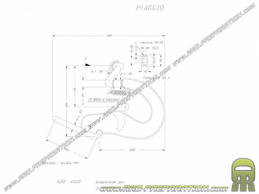 LEOVINCE exhaust for scooter PIAGGIO VESPA APE 50cc