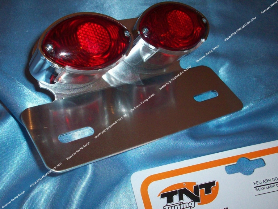 Luz trasera doble con soporte de placa / iluminación universal TNT Tuning (mécaboite, scooter, mob)