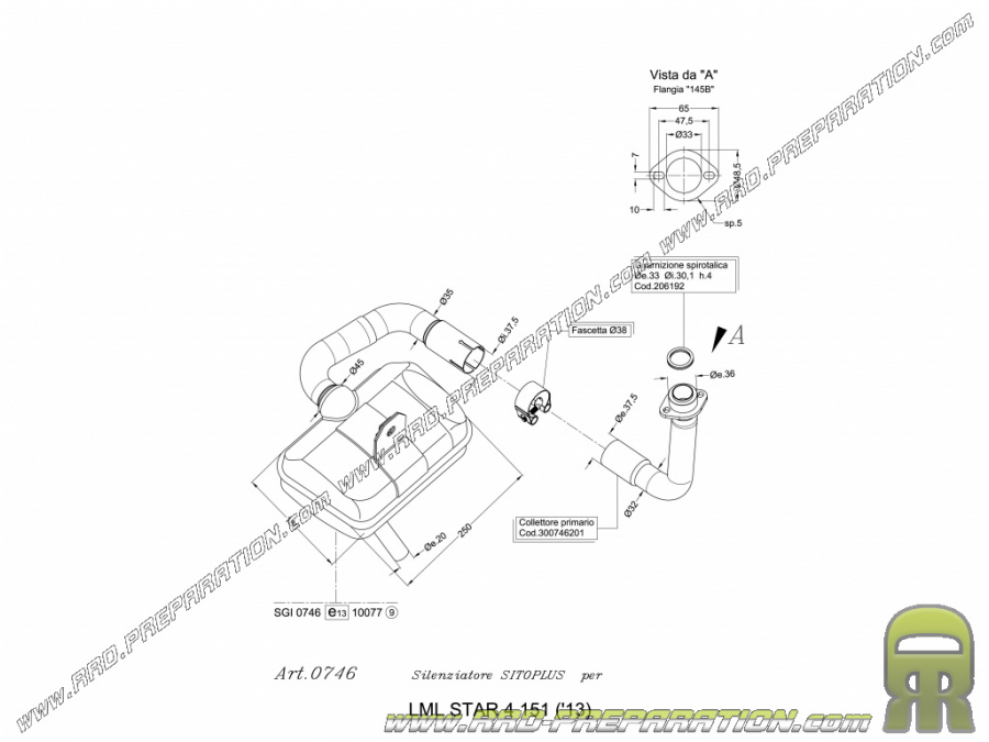 Pot d'échappement SITOPLUS pour LML STAR 4 151 de 2013 à 2015