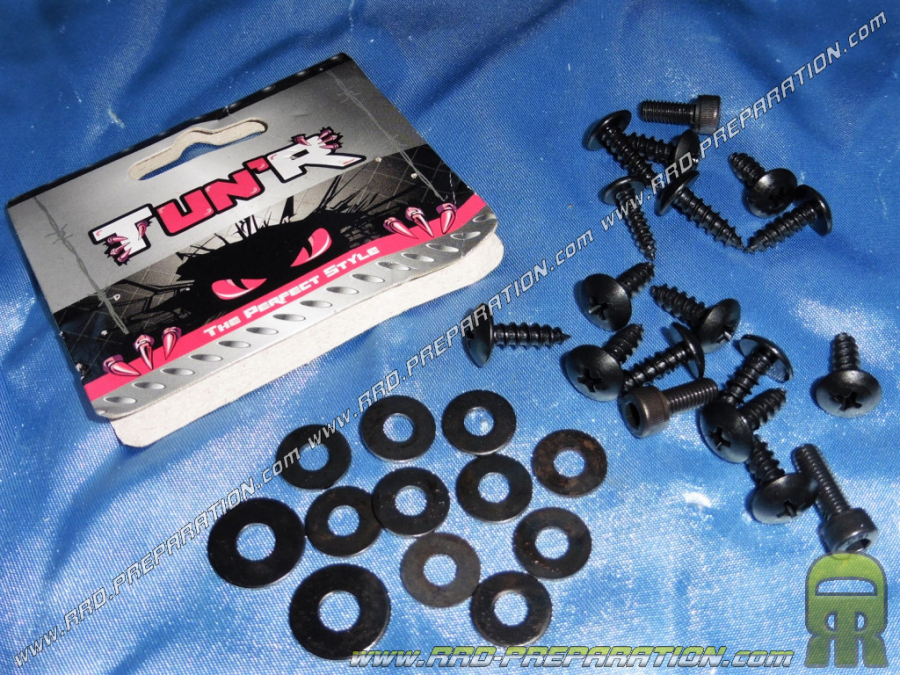 Kit tornillos cuerpo acero negro <span translate="no">TUN'R</span> para scooter MBK NITRO, YAMAHA AEROX