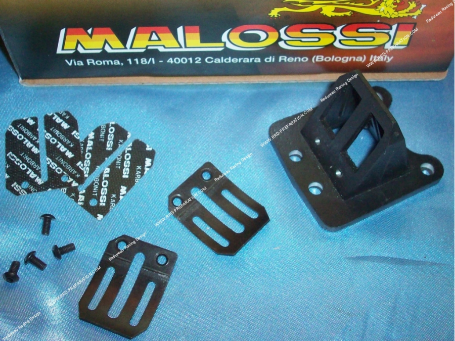 Clapets 4 lamelles VL8 vulcanisés (VL7 haut de gamme) pour boite à clapets MALOSSI sur Peugeot 103 et MBK 51 et carters MALOSSI 