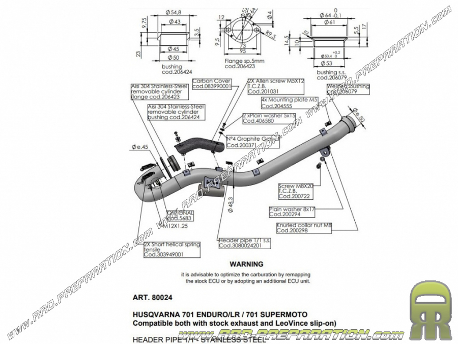 Collecteur LEOVINCE sur HUSQVARNA 701 ENDURO, LR 2021 (euro5)