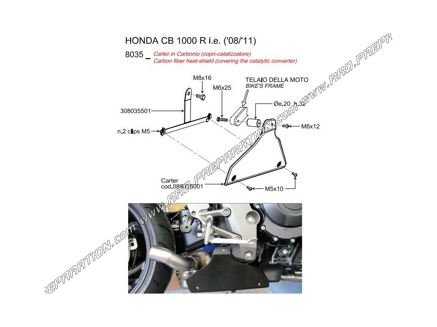 Escudo térmico de carbono LEOVINCE para HONDA CB 1000 R de 2008 a 2016