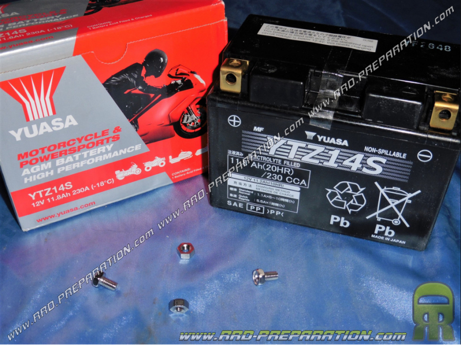 High performance battery YUASA YTZ14S 12v 11.8Ah (maintenance free gel) for motorbike, mécaboite, scooters ...