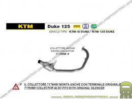 Collecteur racing ARROW inox pour moto KTM DUKE 125cc à partir de 2021 4 temps