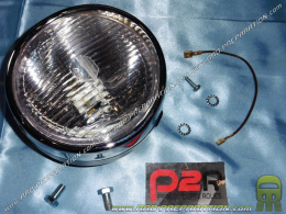 Front headlight (fire) round black Ø140mm P2R with chrome cap for moped, mob, 103, 51, fox ...