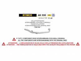 Collecteur racing ARROW de rechange pour pot ARROW ou ORIGINE sur maxi scooter KYMCO AK 550 de 2021/2022