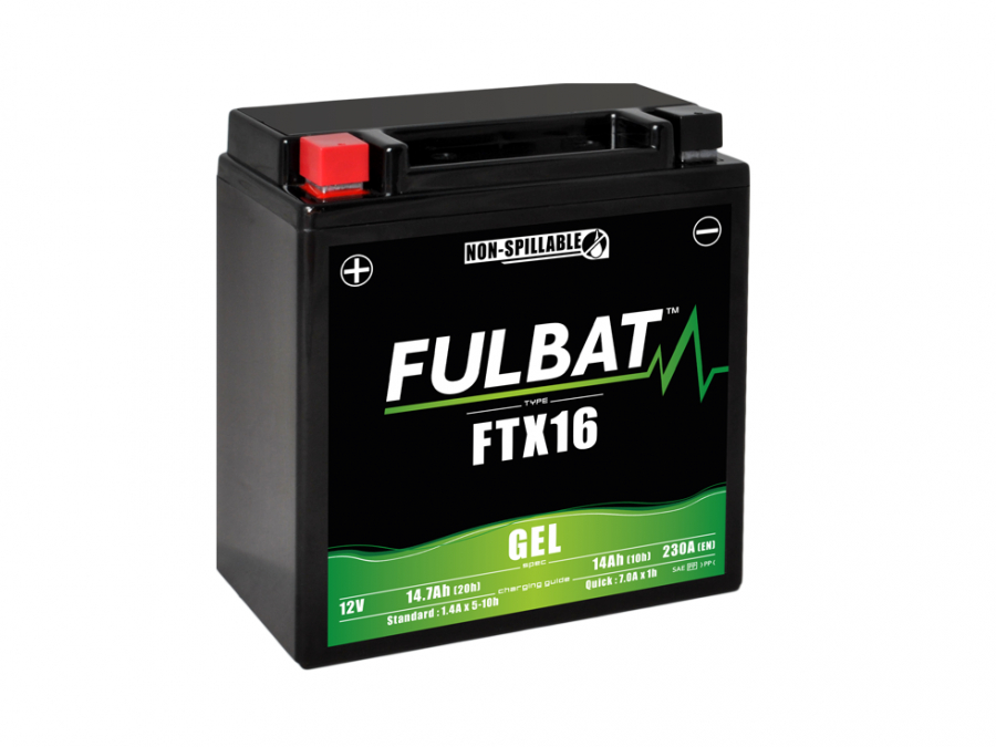 FULBAT FTX16 12V 14Ah battery (maintenance-free gel) for motorcycle, scooter, quad ...