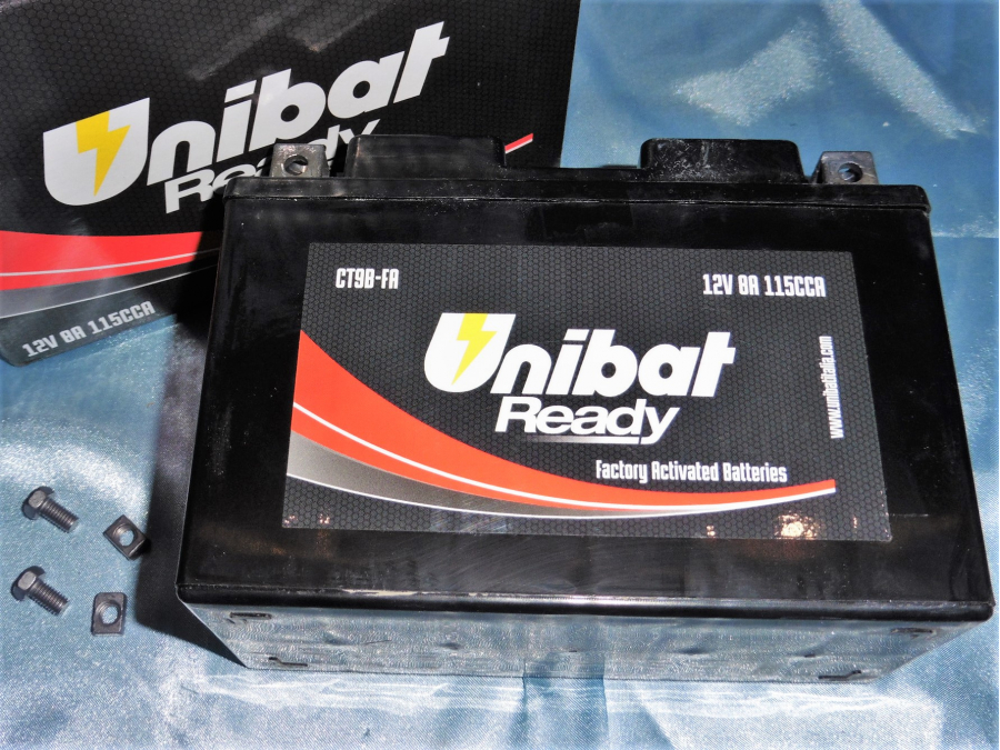 Factory activated UNIBAT CT9B-FA 12V 8A battery for scooter, motorcycle, quad ...