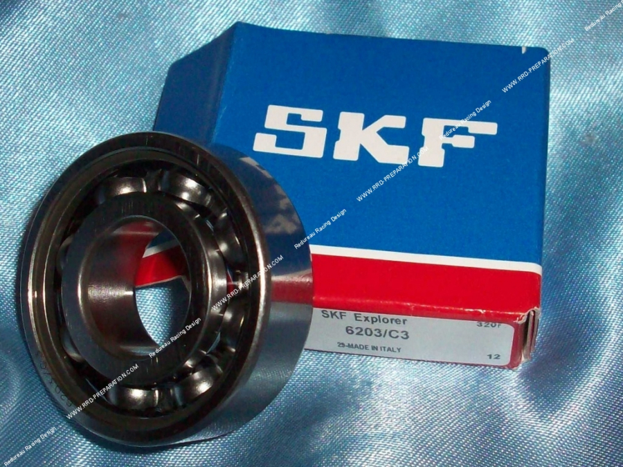 Reinforced bearing folded steel cage 17X40X12mm SKF 6203 C3 for Peugeot 103 ignition side or other application
