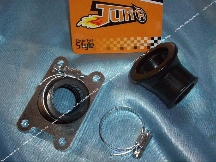Pipe d’admission TUN’R orientable pour carburateur de 19 a 30mm (fixation Ø23 à 35mm) sur mécaboite moteur minarelli am6