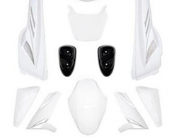 Kit 7 pièces de carénage BCD blanc pour scooter 50cc YAMAHA SLIDER NAKED, MBK STUNT NAKED