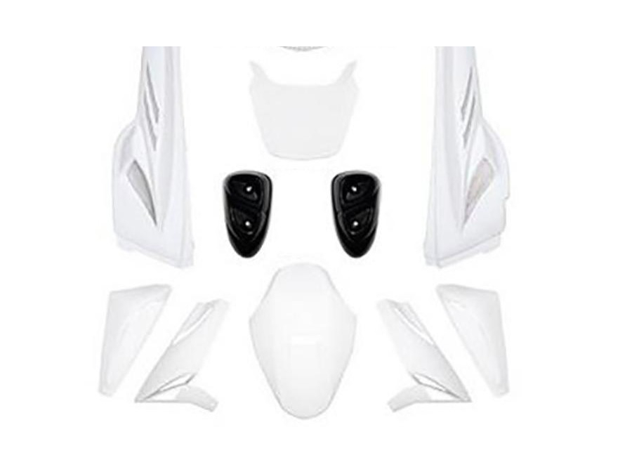 Kit 7 pièces de carénage BCD blanc pour scooter 50cc YAMAHA SLIDER NAKED, MBK STUNT NAKED