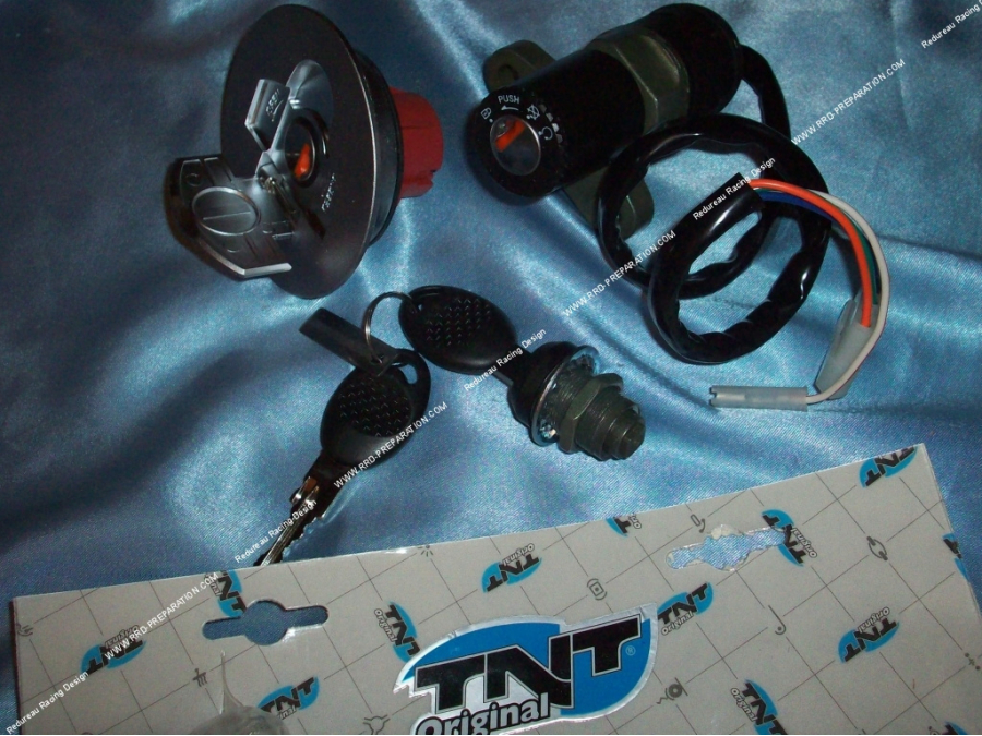 Interruptor / cerradura de maletero / tapón de depósito con 2 llaves TNT Original para mécaboite PEUGEOT XR6 & MOTORHISPANIA RX