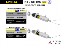 Silencieux d'échappement ARROW THUNDER pour moto 125cc APRILIA RX, SX de 2018 à 2020