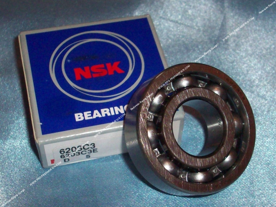 Reinforced bearing riveted steel cage 17X40X12mm NSK 6203 C3 for Peugeot 103 ignition side or other application