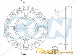 Disque de frein arrière NG BRAKE DISC Ø220x100x3.5 pour moto 50,125 BETA RR, RE, ENDURO ...