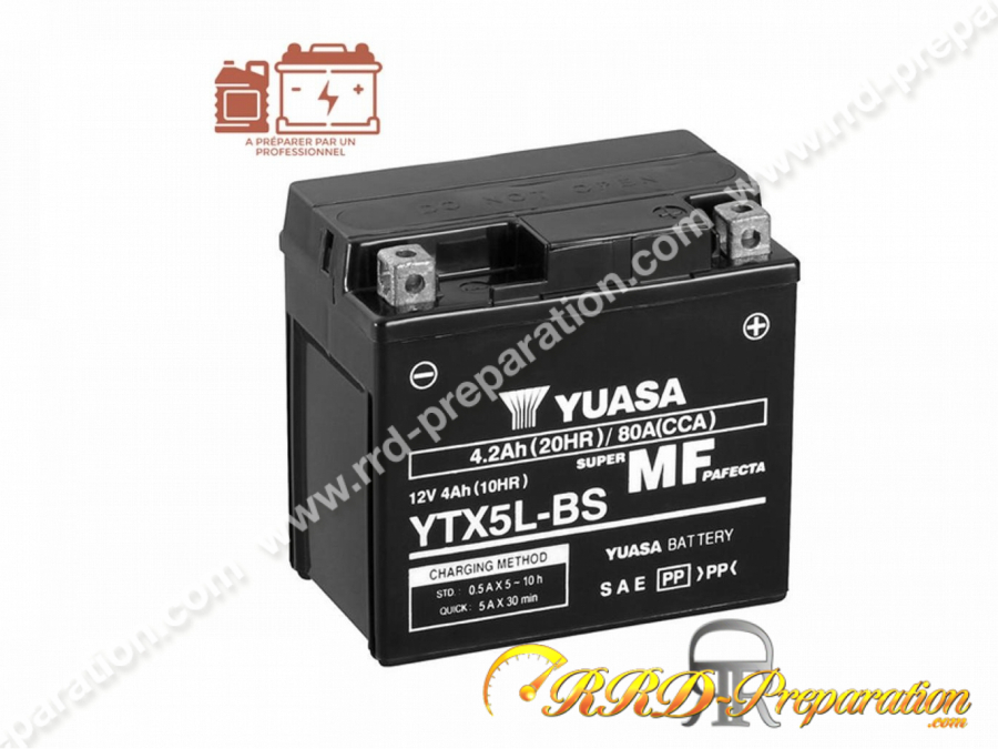 Batterie sans entretien YUASA YTX5L-BS 12v 4Ah pour moto