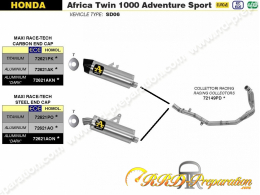 Ligne d'échappement ARROW MAXI RACE-TECH pour Honda CRF 1000L Africa Twin ADV Sports de 2018 à 2019