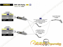 Ligne d'échappement ARROW THUNDER pour Honda CRF 250 L et RALLY 2017 / 2018