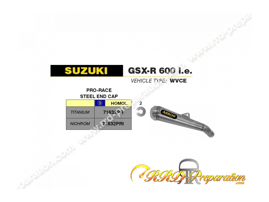 Silencieux d'échappement ARROW PRO-RACE pour SUZUKI GSX-R 600 i.e et GSX-R 750 i.e de 2006/2007