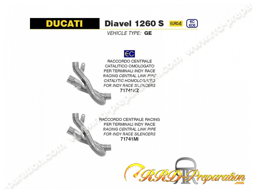 Raccord INDY RACE ARROW pour DUCATI DIAVEL 2019/2020