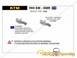 Raccord ARROW pour silencieux RACE-TECH pour collecteur d'origine sur KTM 990 SM/SMR de 2008 à 2013 et 950 SM de 2006 à 2009