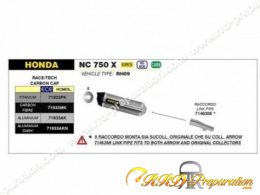 Silencieux d'échappement avec raccord ARROW RACE-TECH pour HONDA NC 750 X de 2021 à 2022