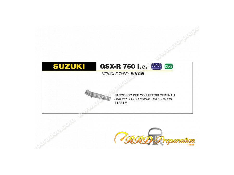 Raccord ARROW pour silencieux THUNDER pour collecteur d'origine sur SUZUKI GSX-R 600 i.e et GSX-R 750 i.e de 2008 à 2010