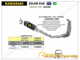 Ligne d'échappement complète COMPETITION ARROW pour KAWASAKI ZX-6R de 2009 à 2016 et ZX-6R 636 de 2013 à 2020